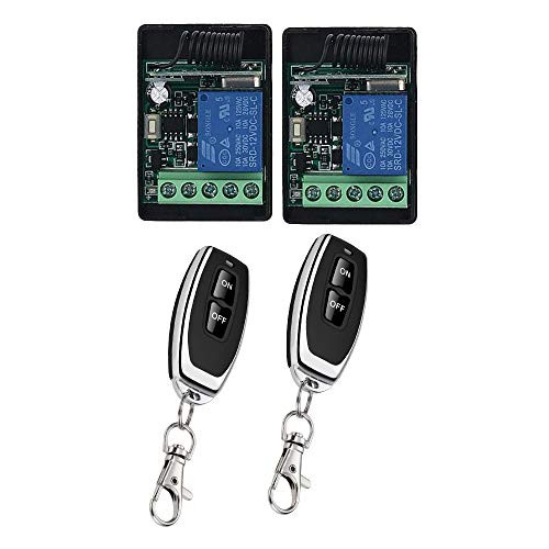 DC 12V 1CH 433Mhz RF Relay Smart Wireless Remote Control Light Switch, garage door smart control with 2 Transmitters and 2 Relay Receiver