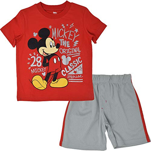 Disney Mickey Mouse Toddler Boys T-Shirt and Mesh Shorts Set 2T Red/Gray Disney Mickey Mouse Toddler Boys T-Shirt and Mesh Shorts Set 2T Red/Gray