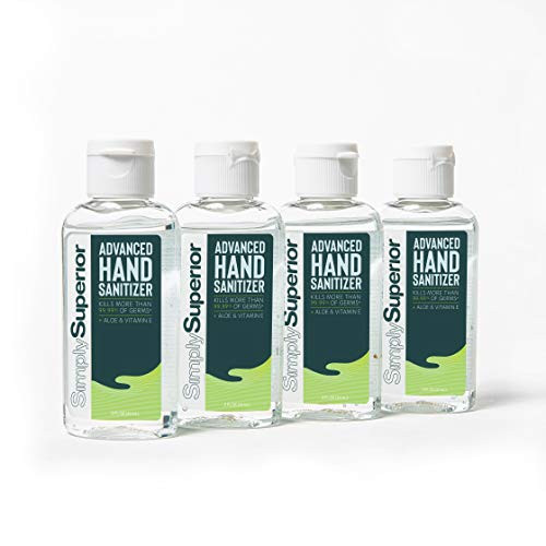 Hand Sanitizer Gel with Alcohol - with Aloe Vera and Vitamin E - Moisturizing Unscented Scent Free - 99 percent Effective Against Germs - Travel Size 2oz - -4 Pack- -4 Pack -2 Oz--