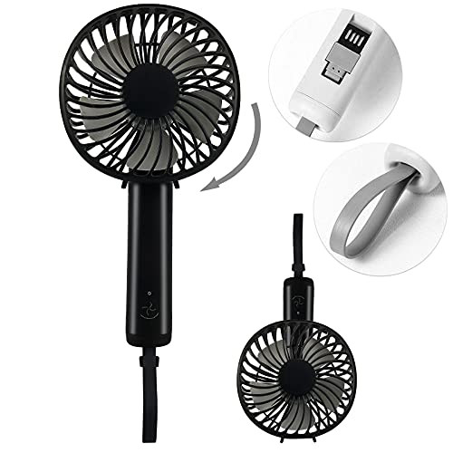 Handheld Fan Portable, Mini Handheld Fan with USB Rechargeable Battery, 3 Speed Adjustable Personal Small Fan for Outdoor Travelling Or Indoor Office Home Fan -Black- Handheld Fan Portable, Mini Handheld Fan with USB Rechargeable Battery, 3 Speed Adjustable Personal Small Fan for Outdoor Travelling Or Indoor Office Home Fan -Black-