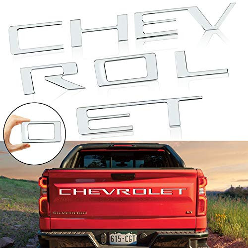 JINGSEN Tailgate Inserts Letters Compatible for Chevrolet Silverado 2019 2020 2021, 3D Raised and Strong Adhesive Decals Letters,Tailgate Emblems Insert Letters-Chrome Silver- JINGSEN Tailgate Inserts Letters Compatible for Chevrolet Silverado 2019 2020 2021, 3D Raised and Strong Adhesive Decals Letters,Tailgate Emblems Insert Letters-Chrome Silver-