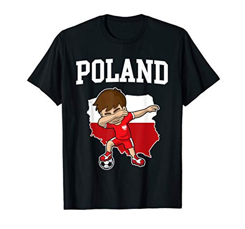 Poland Soccer Dabbing Football Polska Polish Kids T-Shirt