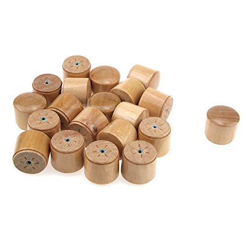 Tulead Natural Wood Grain Pull Knobs Wooden Furniture Knobs Cabinet Drawer Dresser Handles 1.28"x1.18",Pack of 20 with Screws