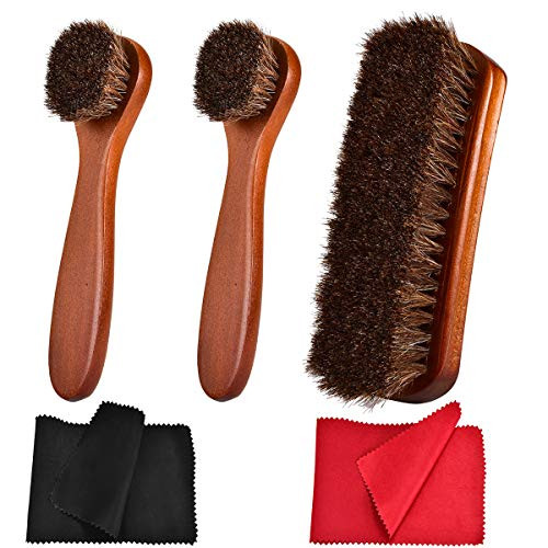 TOBION Polish Shoe Brush Kit Natural Horsehair Bristles Polishing Shine Applicators Clean Daubers Shoe Care Set for Leather Cleaning Shoes Boot and More TOBION Polish Shoe Brush Kit Natural Horsehair Bristles Polishing Shine Applicators Clean Daubers Shoe Care Set for Leather Cleaning Shoes Boot and More