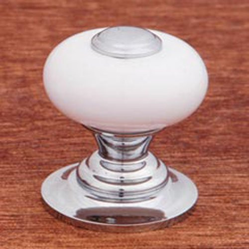 CK Series Mushroom Knob Finish- White/Chrome, Size- 1" H x 1" W x 1.13" D