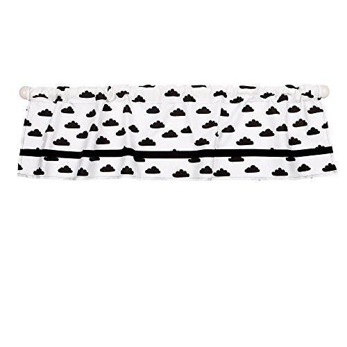 Black on White Cloud Print Tailored Window Valance by The Peanutshell