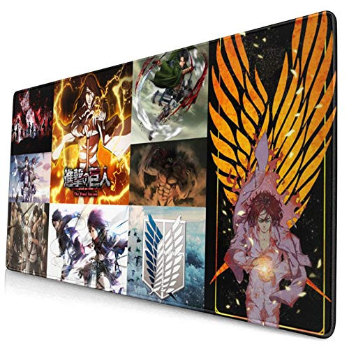 Attack On Titan Eren Yega Textured Mouse Pad, Non-Slip Mouse Pad for Laptops, Computers and Pcs.Mikasa Ackerman,Levi Ackerman,Anime Mouse Pad 40x75-cm-.