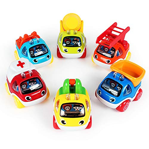 Pull Back Vehicles Toy Cars, 6 Pack City Cars and Trucks Model Cars,Toys for 1 2 3 4 5 Year Old Boys, Pull Back  and  Go Car Toy Play Set Gift for Kids