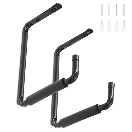 Wall Ceiling Mounted Garage Storage Hooks, 9.4'' Heavy Duty Garage Utility Hangers and Organizer for Ladder,Tools, Bicycle - 2 Pack, Black- Wall Ceiling Mounted Garage Storage Hooks, 9.4'' Heavy Duty Garage Utility Hangers and Organizer for Ladder,Tools, Bicycle - 2 Pack, Black-