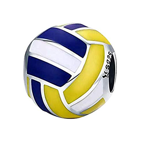 Fans of Volleyball Bead Charm 925 Sterling Silver Sport Bead Fit Original Bracelet -Volleyball Bead-