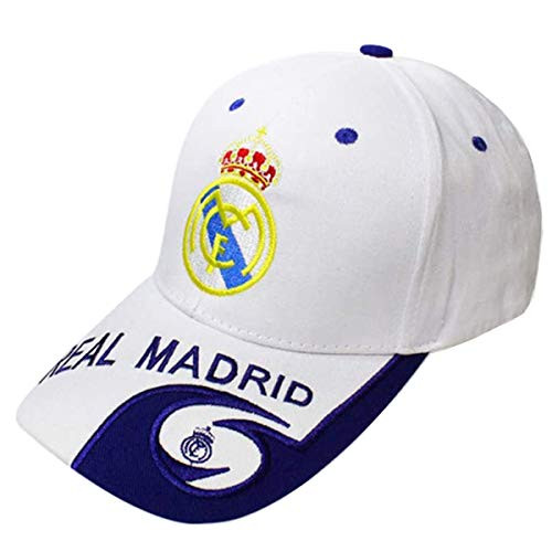 Football Club Soccer Team Logo Embroidered Baseball Cap Adjustable Baseball Cap for Soccer Fans New Season -Real Madrid White-