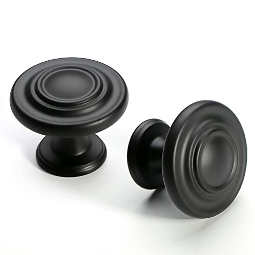 Amerdeco Hardware 10 Pack K0002MB Matte Black Cupboard Drawer Knobs Kitchen Cabinet Knobs Door Handles Single Hole Cabinet T Bar Handles