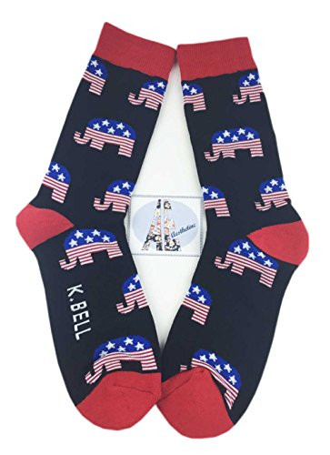 Aesthetinc Men Republican Democratic Party Elephant Donkey Cotton Blend Socks -Republican-