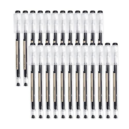 24 Pcs Black Gel Ink Pen 0.35 mm Japanese Style Gel Ink Rollerball Pens Extra-Fine Ballpoint Pens for Office and School Stationery Supply