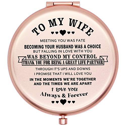 Muminglong Frosted Compact Mirror for Wife from Husband Birthday, Anniversary?Valentine's Day Ideas for Wife-Always Forever