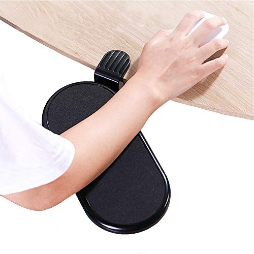 FUZADEL Ergonomic Desk Clamp On Mouse Platform Extension Attachable Mouse Pad Tray Under Desk -Black-