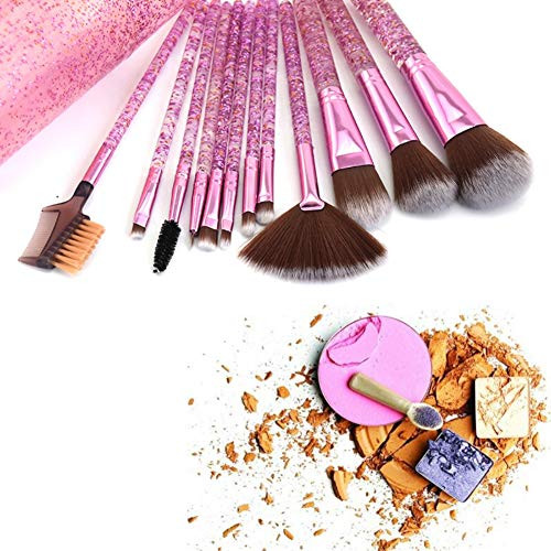 12pcs Make Up Brushes Kit?Shiny Makeup Brushes Set?Makeup Brush Set?Foundation Loose Powder Brush Eyeshadow Eyelash Eyeliner Fan Brush Cosmetic Brush Kit?Beauty Brushes Kit
