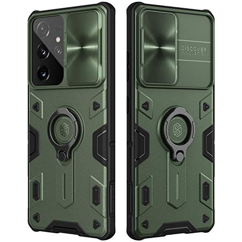 Nillkin Samsung Galaxy S21 Ultra Case, CamShield Armor Slim S21 Ultra Protective Cover Case with Camera Protector Hard PC Anti-Scratch Phone Case for Galaxy S21 Ultra 6.8'' Dark Green