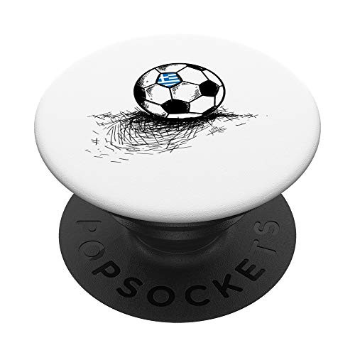 Greece Soccer Ball Flag Jersey - Greek Football Gift PopSockets PopGrip- Swappable Grip for Phones  and  Tablets
