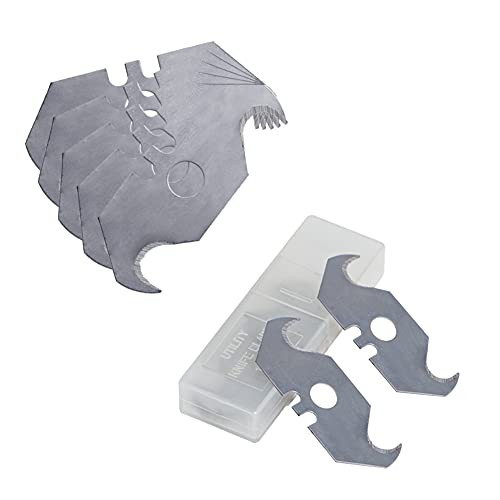 60 Pack Utility Knife Blades Hook Blades SK5 Premium Steel Razor Knife Blades Replacement for Roofing Carpet with Storage Box