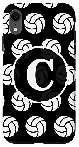 iPhone XR initial monogram white cute letter C volleyball players fans Case