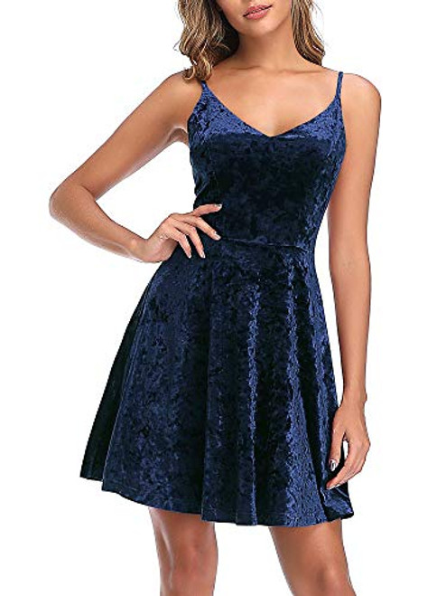 GUBERRY Velvet Dresses for Women Sexy V Neck Blue Winter Ball Mini Club Dress GUBERRY Velvet Dresses for Women Sexy V Neck Blue Winter Ball Mini Club Dress