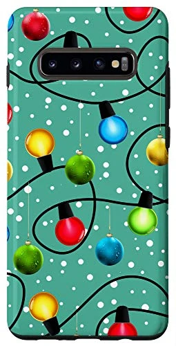 Galaxy S10 plus Cute Christmas String Lights Balls Pattern X-Mas Gift Case
