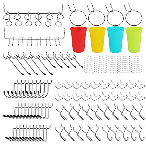 HORUSDY 130-Piece Pegboard Hooks Assortment. Pegboard Accessories with Pegboard Bins for Organizing Various Tools