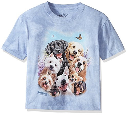 The Mountain unisex child Dog Selfie T Shirt, Blue, Large US The Mountain unisex child Dog Selfie T Shirt, Blue, Large US