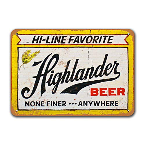 Sisoso Vintage Metal Sign Highlander Beer Bar Tin Signs, Plaque Poster for Home Garage Cafe Man cave Wall Decor 12x16 inch