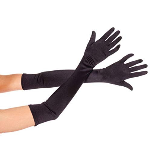 Women's Evening Party 21" Long Finger Gloves Costume Gloves Formal Bridal Gloves-Black