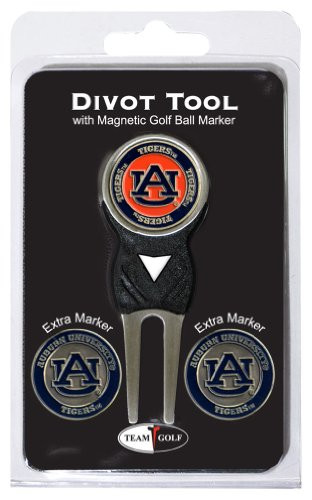 Team Golf NCAA Auburn University Tigers Divot Tool with 3 Golf Ball Markers Pack, Markers are Removable Magnetic Double-Sided Enamel