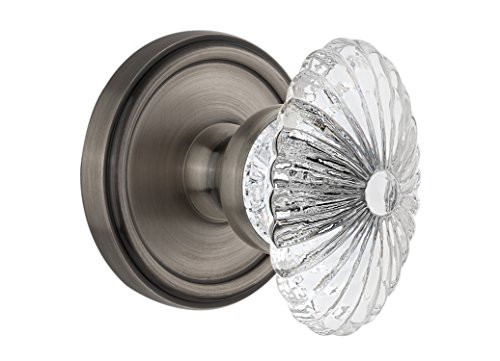 Grandeur Georgetown Rosette with Burgundy Crystal Knob, Privacy - 2.375", Antique Pewter