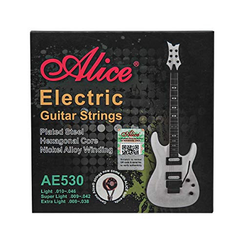 Alice Electric Guitar Strings Steel String w/Ball End Light Tension .010''-.046'' for 6 Strings Guitar Replacement