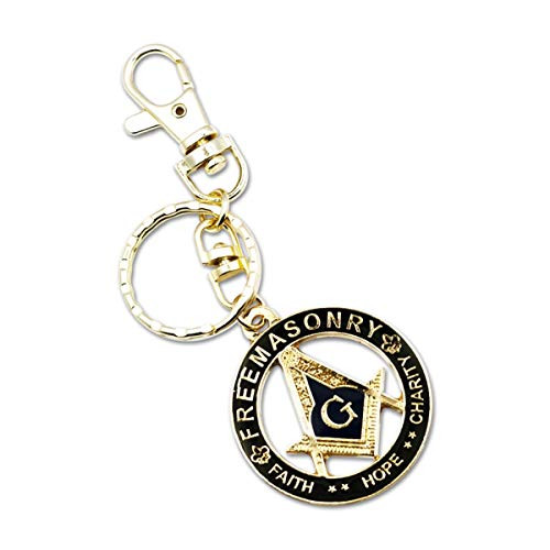Faith Hope Charity Square & Compass Black Masonic Key Chain