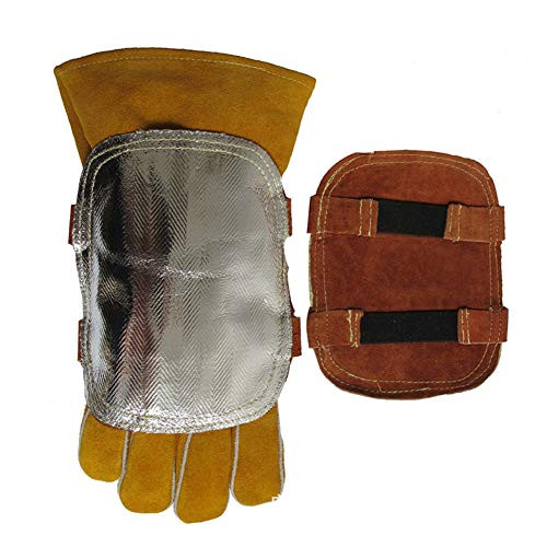 High Temperature Hand Guard Shield, Anti High Heat Transfer Flow Hand Guard Gloves Heat Shield Split Leather Leather Aluminized Back Weld Hand Pad