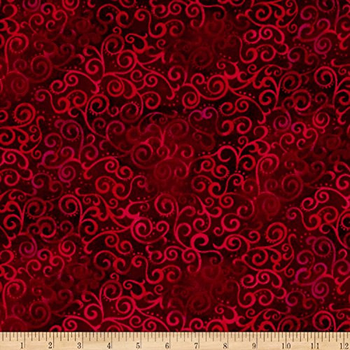 QT Fabrics 108" Wide Quilt Back Ombre Scroll, Yard, Ruby