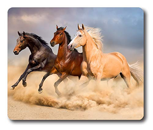 Ice Rabbit Mouse Pad Group of Horse Run Gallop in Sand Non-Slip Rubber Computer Mousepad
