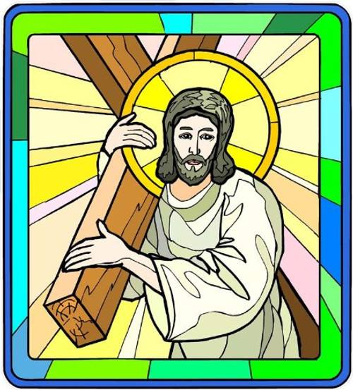 Jesus Christ Carrying the Cross - Etched Vinyl Stained Glass Film, Static Cling Window Decal Jesus Christ Carrying the Cross - Etched Vinyl Stained Glass Film, Static Cling Window Decal