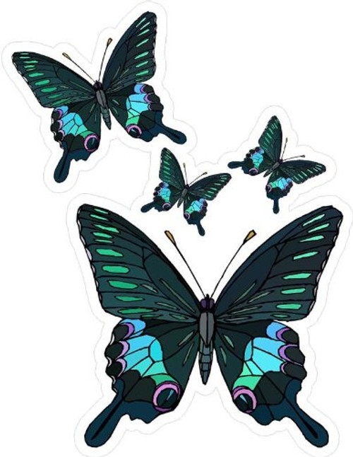 4 Blue and Black Butterflies - Etched Vinyl Stained Glass Film, Static Cling Window Decal 4 Blue and Black Butterflies - Etched Vinyl Stained Glass Film, Static Cling Window Decal
