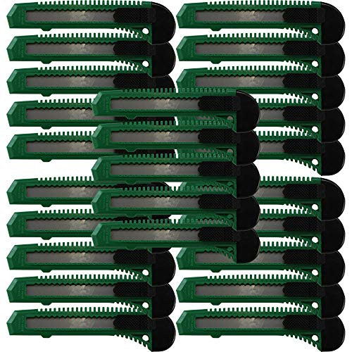 25 Twenty Five Bulk Green Utility Knives Box Cutters Snap Off Blades