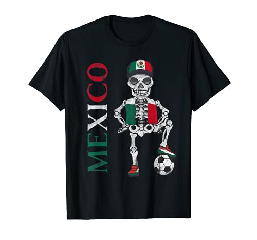 Mexico Soccer Skeleton Fan Flag Team T-Shirt