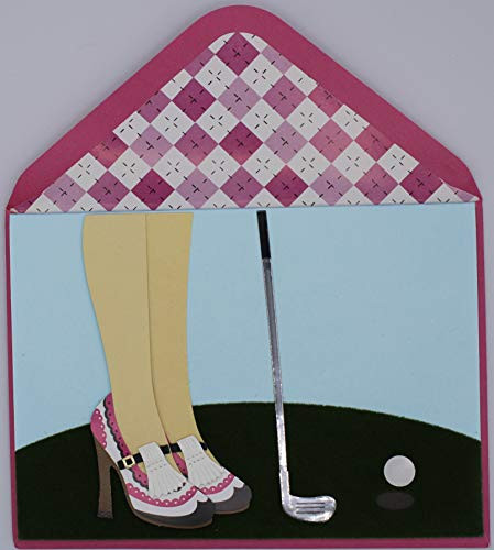 PAPYRUS - Mother's Day Card Female Fancy Shoes with Golf Club and Ball on Grass