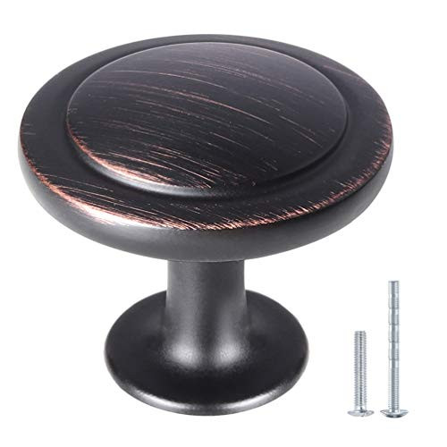Kasten 10 Pack Dresser Drawer Knobs Bronze Cabinet Knobs Kitchen Hardware Drawer Pulls and Knobs, Oil Rubbed Bronze Knob, 1-1/4" Diameter