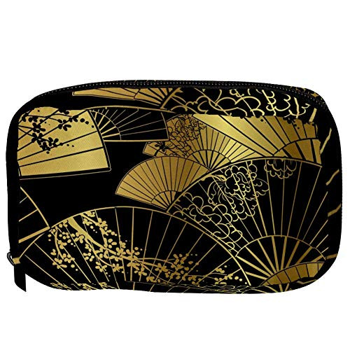 Inhomer Toiletry Bags for Women Japanese Umbrella Fans Travel Cosmetic Makeup Pouch Handy Pencil Cases