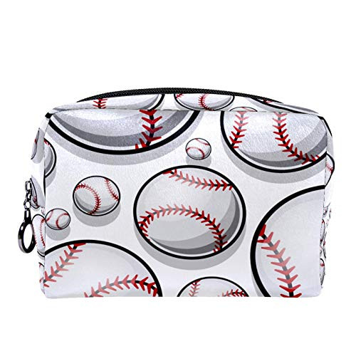 Makeup Toiletry Bag for Women Purse Cosmetic Travel Kit Organizer,Baseball Softball Ball Graphics