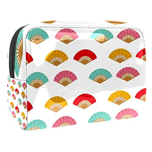 Spanish Fan Pattern Blue Red Pink Yellow Cosmetic Bag for Women Makeup Pouch Travel Waterproof Toiletry Bag Spanish Fan Pattern Blue Red Pink Yellow Cosmetic Bag for Women Makeup Pouch Travel Waterproof Toiletry Bag