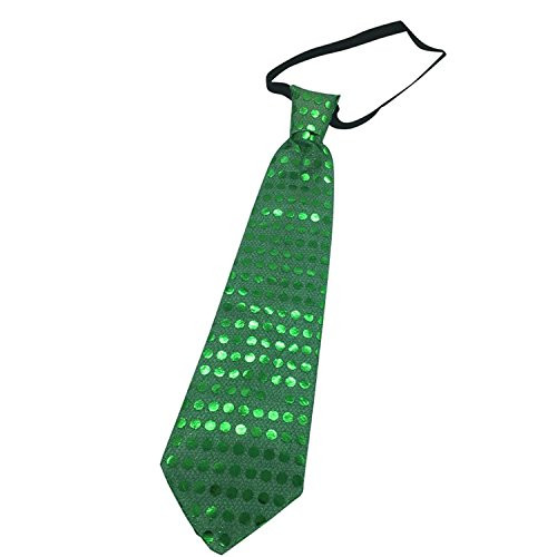 Mammoth Sales LED Light Up Flashing Sequin Party Ties (Green / Green Lights)