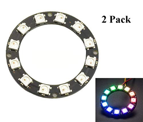 ARCELI 2pcs 12 Bit WS2812 5050 RGB LED Ring with Integrated Driver Module for Arduino