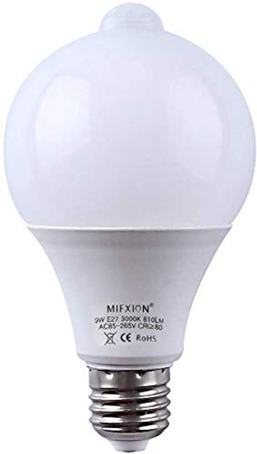 cjc Motion Sensor LED Light Bulb,7W 630LM E27,Automatic Infrared Sensory Motion Detector/Activated Night Light for Indoor Hallway Stairs Closet Basement Pantry Outdoor Porch Garage -Cool White 6000K-